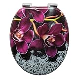 WOLTU Premium WC-Sitz Toilettensitz mit Absenkautomatik, MDF Holzkern, Softclose Scharnier, Desgin Décor Oval