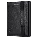 VON HEESEN Slim Wallet mit Münzfach & RFID Schutz - Leder Geldbörse Herren klein - Mini Geldbeutel Damen Portmonee - Kartenetui Echtleder Karten Portemonnaie - Kreditkartenetui Schwarz genarbt
