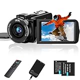 CAMKORY Videokamera 2.7K Camcorder 36MP 16X Digitalzoom IR-Nachtsicht 3.0'' Berühren Sie den IPS-Bildschirm Webcam Kamera für YouTube Tiktok mit 2 Batterien