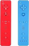 AUFGLO Wii Controller 2 Pack Wii u Remote mit Silikongehäuse und Handgelenksgurt (Rot + Hellblau)