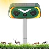 Katzenschreck Ultraschall, 2 Modi Solar Tiervertreiber Katzenvertreiber, IP68 Marderschreck Ultraschall Tierabwehr mit Bewegungssensor und Blinklicht für Garten Hunde Waschbären Vögel Wildtiere
