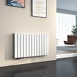 EMKE Heizkörper Horizontal 630x1000mm, Design Flachheizkörper Doppellagig Moderne Heizkörper Flach Paneelheizkörper Seitenanschluss Weiß 1343W