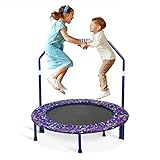 Trampolin Kinder Indoor Outdoor Ø 91cm Klein Mini Kindertrampolin Klappbar ohne Netz Zuhause Eckig Bodentrampolin für Drinnen ab 2 3 4 Jahre Kids(Violett 1)