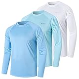 ZENGVEE 3er Pack UV Shirt Herren Rashguard UPF 50+ UV Schutz Shirt Schwimmshirt Herren Lässig Sonnenschutz Sport Tshirt Männer Atmungsaktiv für Wasser Surfen Schwimmen (0618-Blue White Lake-L)