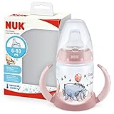 NUK First Choice+ Trinklernflasche | 6–18 Monate | 150 ml | Temperature Control Anzeige | Anti-Colic-Ventil | auslaufsichere Trinkschnabel | Ergonomische Griffe | BPA-frei | Disney Winnie Puuh rosa