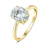 JewelryPalace Klassisch Ovalschliff 2ct Zirkonia Solitär Promise Ring Damen, Schmuck Set, Verlobungsring Damenring Silber 925 mit Stein für Frauen, Simulierte Diamant Jubiläum Eheringe Vergoldet 51