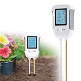 Wigearss 3 in 1 Bodenmessgerät, Digitales PH Bodentester, Feuchtigkeit und Feuchtigkeitstester mit Hintergrundbeleuchtetem LCD-Display für Gartenarbeit, Landwirtschaft, Outdoor Pflanzen