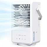Mobiles Klimaanlage, 1000ML Mobiles Klimagerät Tragbare Luftkühler Klein 4 in 1 Air Cooler Persönlich Ventilator,2/4H Timer, 3 Geschwindigkeiten, 90°Oszillation für Zuhause