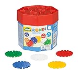 Lena 35946 Steckspiel Rondi 45 in Baudose, 55 Teile in bunten Farben, ca. 45 mm, 3 Jahre to 10 Jahr , Konstruktionsspielzeug mit Steckteilen, Mehrfarbig