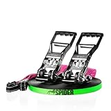 SPIDER SLACKLINE LKS02 - Kit Longline Fly Line 35, Slackline 30 m, zwei Hummer-Ratschen, Gurt 2,5 m, Slingbag inklusive - Komplett-Kit für Slackliner