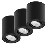 Oktaplex 3 Stück Aufbaustrahler Schwarz - inkl. LED Modul dimmbar 4,9W 230V 2700K Warmweiß 80x85mm Aufputz Aufbauspot Lile M Aluminium Schwenkbar