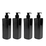 URPIZY 4 Stück 500 ml leere Pumpspenderflasche Lotion/Shampoo/schäumende Flüssigseife, schwarze Kunststoffflaschen mit Pumpe, Seifenspenderflasche für Badezimmer