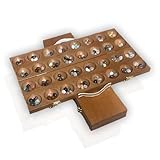 Turinto® Kalaha-Spiel [Ink. Handgriff & Verschluss] aus massivem Holz umweltfreundlich - groß Mancala - Hus - Bao Edelsteinspiel 48 & extra Edelsteine Spannendes Strategiespiel Brettspiel - geschinke