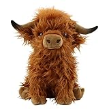 Sharplace Hochlandkuh 25 cm, Soft Toy Animals Hochlandrind realistisches Kuscheltier Kuh Toy Highland Cow Plüschtier Stofftier Plüsch Spielzeug für Kinder Party Geburtstag Weihnachten Geschenke, Braun