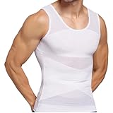 Dewocke Herren Shapewear Unterhemd - Männer Compression Tank Top, Sportliches Kompressionsshirt zur Körperformung und Haltungsverbesserung mit Doppelschicht-Design und hochwertigem Mesh-Gewebe (XL)