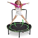 Trampolin Kinder Indoor Outdoor Ø 91cm Klein Mini Kindertrampolin Klappbar ohne Netz Zuhause Eckig Bodentrampolin für Drinnen ab 2 3 4 Jahre Kids(Grün 1)