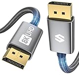 Silkland 8K Displayport Kabel 1.4 2M [VESA-Zertifiziert], 4K@144Hz, 2K@240Hz, 8K@60Hz, 2K@144Hz/165Hz, HBR3 32.4Gbps, HDR, DSC 1.2, HDCP 2.2, G-Sync&FreeSync, für Gaming-Monitor, Grafikkarte