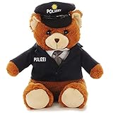 Euro Souvenirs Kuscheltier Bär aus Plüsch | Plüschbär in verschiedenen Motiven | weiches Stofftier | Feuerwehrmann Polizist Arzt (Bär Polizist)