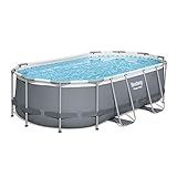 Bestway Power Steel Frame Pool-Set mit Filterpumpe 427 x 250 x 100 cm , grau, oval