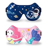 SacJkt Schlafmaske Kinder, Schlafmasken, 2 Stück 3D Schlafbrille Kinder, Weiche Schlafmaske mit Verstellbares Kopfband, Schlafmaske für Jungen und Mädchen für Reisen, Nickerchen, Camping