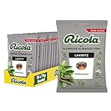 Ricola Lakritz, 18 Beutel original Schweizer Kräuter-Bonbons mit 13 Schweizer Alpenkräutern, zuckerfrei, für wohltuenden Genuss, 18 x 75g