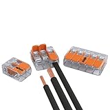 WAGO Verbindungsklemmen, 15 x 2, 10 x 3, 5 x 5 Drähte mit Hebel, 0,2–4 mm², kleines Design, transparent, 30 Stück