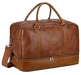 BAOSHA Groß PU Leder Reisetasche Handgepäck Travel Duffel Carry On Bag Weekender Tasche mit Schuhfach für Männer & Herren HB-38 (Braun)