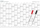 STAEDTLER Jahresplaner Lumocolor Set 2026, Wandkalender trocken abwischbar, Größe DIN A1, incl. Stifte und Stift-Klemmen, Sonderedition, 641 JPAMZW