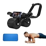 Bowfar Bauchroller Automatisches Rebound Bauchrad, 2-in-1 Bauchtrainer Plank AB Roller Wheel für Core Trainer, Bauchmuskeltrainer mit Ellenbogenstütze, Fitnessgeräte für Zuhause, Schwarz