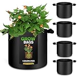 SZHETEFU 5 Pack 5 Gallonen Grow Bags, Stabile Stofftöpfe, Premium Fabric Plant Grow Bags, Gartensäcke zum Anbau von Gemüse, Belüftung Pflanzsäcke mit Griffen, Töpfe für Outdoor-Pflanzen (Schwarz)