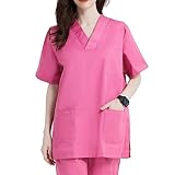 MISEMIYA - Medizinische Uniformen Unisex Top Krankenschwester Krankenhaus Berufskleidung - X-Large, Pink