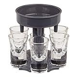 Out fo the blue Schnaps Karussell Ausgießhilfe mit 6 Gläsern - Schnapskarussell Shotglas Schnaps-Glas Shooterglas, Dunkelgrau