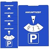 Lezehea 5 Stück Parkscheibe aus Karton,Parkscheibe Pappe 11 x 15 cm,Blau Parkscheiben Auto,Parkuhr mit Ankunftszeit,Blaue Papier Park Scheibe Karte für Auto Wohnmobil LKW