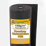 Aquagart Unkrautvlies schwarz PES - 150g I Unkrautschutzfolie für Garten & Hochbeet I Gartenvlies & Unkrautsperre I Wasserdurchlässige Unkrautfolie & Robustes Schutzvlies 10m lang - 1,5m breit