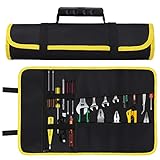 Werkzeugrolle Schraubenschlüssel Rolltasche, Werkzeug Rolltasche, Mehrzweck Werkzeug Rolltasche, Autositz Aufbewahrungstasche mit Reißverschlusstaschen für Auto Motorrad Elektriker - Schwarz