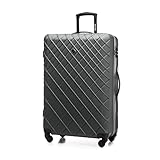 WITTCHEN Reisekoffer Rollkoffer Trolley Großer Koffer Handgepäck Hartschale aus ABS mit 4 Spiner Rollen Zahlenschloss Teleskopgriff Classic line Größe XL Schwarz