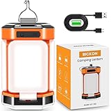 Campinglampe, BICKON Zeltlaterne Max 25 Stunden Laufzeit, 60 Superhell LEDs 5 Leuchtmodi Camping Lampe, 15-100% Dimmbar Camping Licht Zeltlampe für Camping, Wandern, Stromausfall, Notfall, Auto