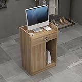 Empfangstisch aus hellem Walnussholz, mit abschließbarer Schublade und Aufbewahrungsschrank, Ecktisch, für Einzelhandel, Büro und Lobby, 61 x 40,6 x 91,4 cm