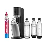 SodaStream Wassersprudler DUO mit CO2-Zylinder, 2x 1L Glasflasche und 2x 1L spülmaschinenfeste Kunststoff-Flasche, Höhe: 44cm, Farbe: Titan, 29x25.6x44.4