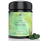 Aloha Sana | Chlorella BIO Presslinge im Ultraviolettglas | 400 Chlorella Tabletten á 400mg | Laborgeprüfte und energetisch getestete Bio Algen | Vegan und ohne Zusatzstoffe