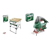 Bosch Home and Garden Arbeitstisch PWB 600 & Stichsäge PST 900 PEL (620 Watt, Schnitttiefe 90 mm, im Kunststoffkoffer), Testnote: Testsieger (Magazin: Heimwerker Praxis)