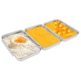 BAODBF 3 Stück Backblech Klein 22×15×3CM,Stapelbare Ineinandergreifende Backform Rechteckig,Spülmaschinenfest Grillschale Edelstahl,Kuchenblech für Brot,Kuchen