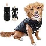 EASTLION Winter Hundemantel Warm Wasserdicht Hundejacke Welpen Hunde Kleidung Bekleidung Weste mit D-Ring,Schwarz,Größe XS