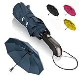 STYNGARD Regenschirm sturmfest bis 140 km/h - Taschenschirm mit Auf-zu-Automatik und zertifizierter Teflon-Beschichtung gegen Feuchtigkeitsschäden - langer Griff - Modell TRONDHEIM