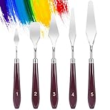 Siumir Palettenmesser Set,Strukturpaste, 5 Stück Edelstahl Acryl Spachtel zum Ölgemälde, Gouache, Aquarell, Felsmalerei