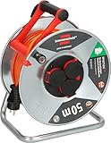 Brennenstuhl Garant S V2 IP44 Kabeltrommel 50m outdoor (Made in Germany, Kabel in Signalfarbe orange, Stahlblech, kurzfristiger Einsatz im Außenbereich)