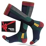 SukModen 2 Paar Skisocken aus Merinowolle für Herren Damen Jugendliche, Warme Merino Socken Thermosocken Dicke Wintersocken für Kaltes Wetter Skifahren Snowboarden Skistrümpfe Retro 43-46