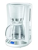 Russell Hobbs Kaffeemaschine [Digitaler Timer, Brausekopf für optimale Extraktion&Aroma] Inspire Weiss (max 10 Tassen, 1,25l Glaskanne, Warmhalteplatte, 1100W) Filterkaffeemaschine 24390-56