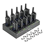 Retevis RT668H Funkgeräte, Walkie Talkie mit 10-in-1 Ladegerät, funkgeräte Set mit Bildschirm, Lizenzfrei PMR Funkgerät mit Headset, Funkgeräte Reichweite für Hotel, Sicherheit (10 STK, Schwarz)