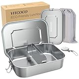 VITCOCO Lunchbox Bento Lunch Box Edelstahl leakproof 1200 ml Lunchbox Kinder mit Fach – BPA-frei – für Picknick, Schule, Arbeit